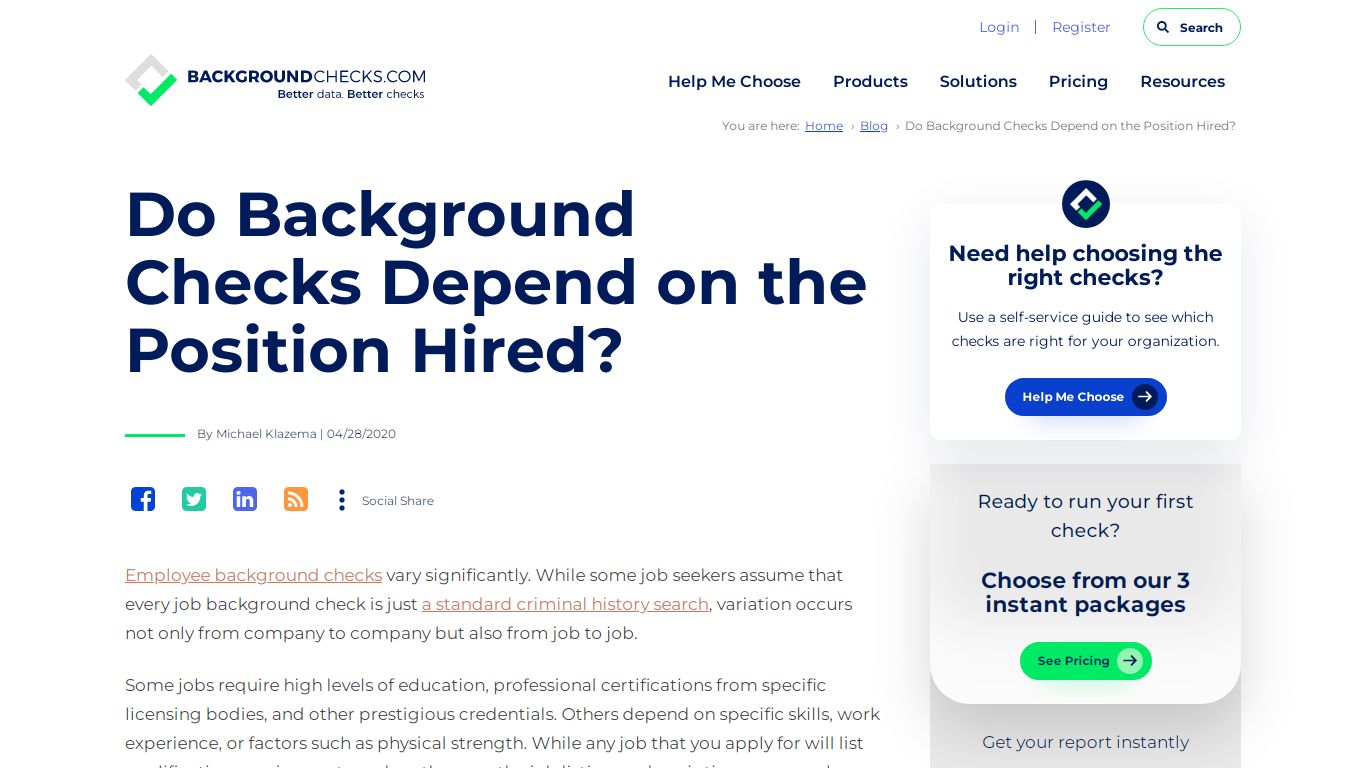 Do Background Checks Depend on the Position Hired?
